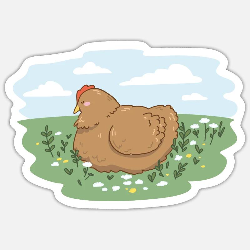 Mère poule - Sticker taille S (10 x 10 cm) - blanc mat