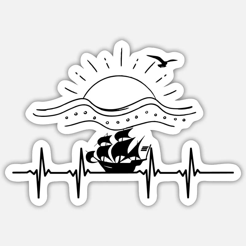 Sailing Ship Pulse Design Sticker size S (10 x 10 cm)