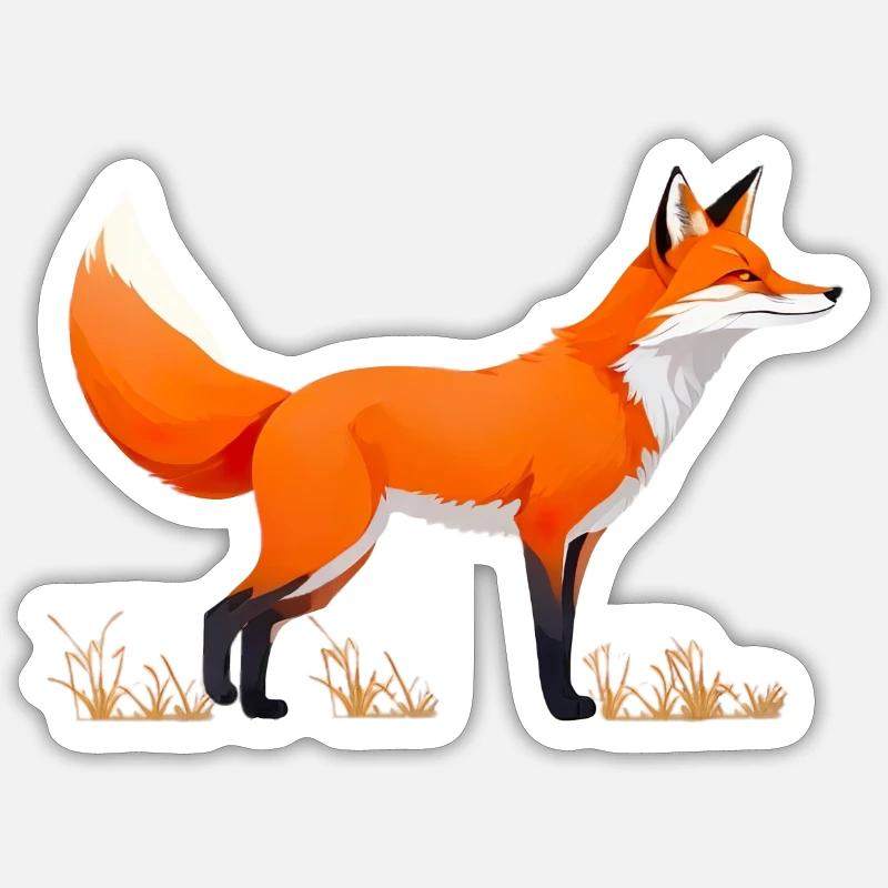 Freundlicher Fuchs am Feldrand Rotfuchs - Sticker Größe S (10 x 10 cm) - Mattweiß