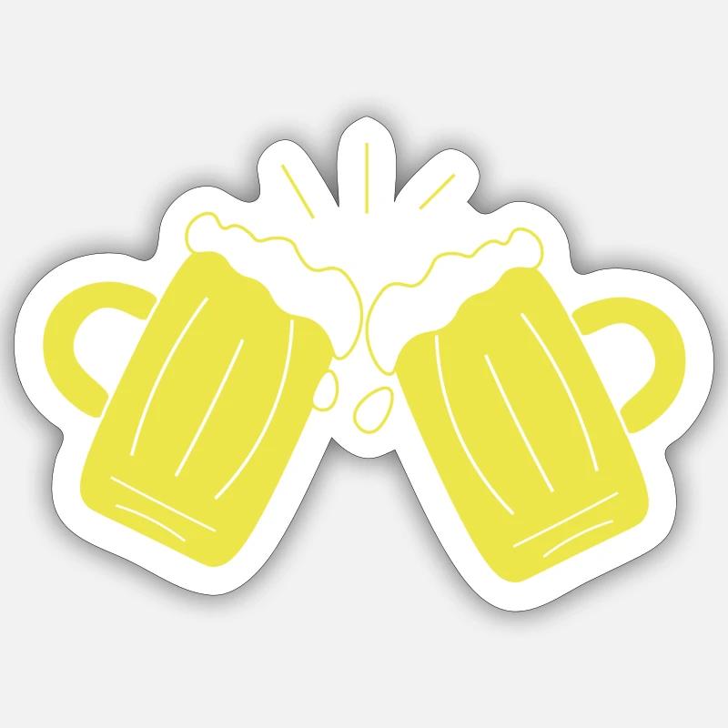 Bierkrug, Prost - Sticker Größe S (10 x 10 cm) - Mattweiß