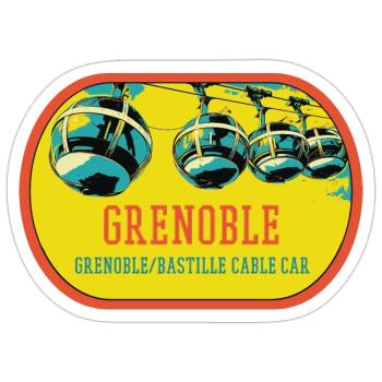 Illustration Seilbahn von Grenoble, Frankreich - Sticker Größe S (10 x 10 cm) - Mattweiß - Vorne