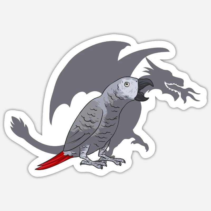 Graupapagei Perroquet gris d’Afrique Papagei - Sticker taille S (10 x 10 cm) - blanc mat