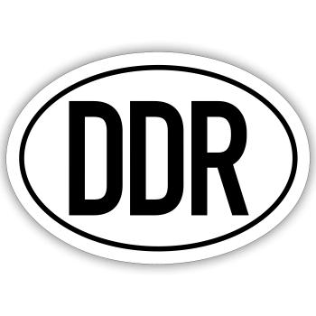 Plaque d’immatriculation DDR (bicolore) - Sticker taille S (10 x 10 cm) - blanc mat - Devant