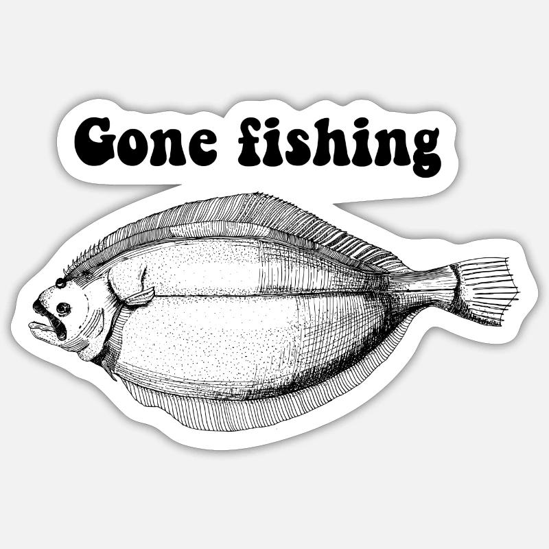 Parti à la pêche - Sticker taille S (10 x 10 cm) - blanc mat