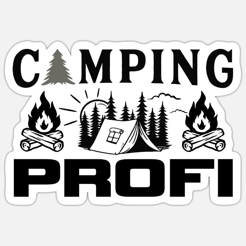 Camping Profi - Sticker Größe S (10 x 10 cm) - Mattweiß