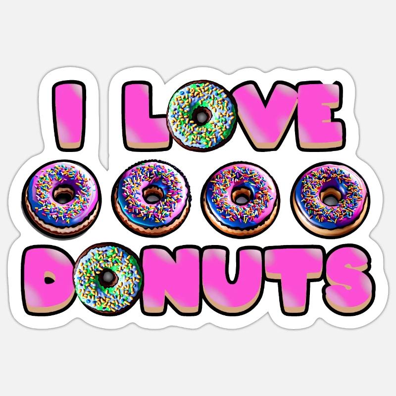 Ich liebe Donuts - Sticker Größe S (10 x 10 cm) - Mattweiß