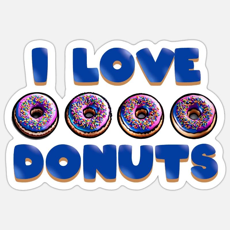 I LOVE DONUTS - Sticker size S (10 x 10 cm) - white matte