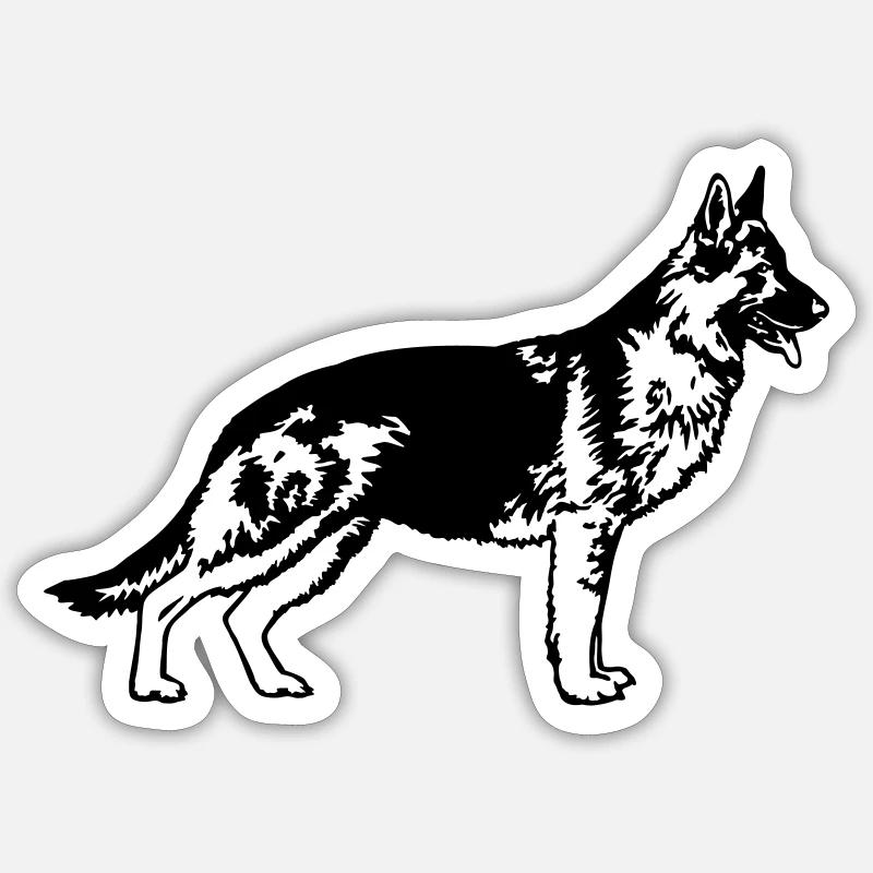 Chien de berger directement personnalisable - Sticker taille S (10 x 10 cm) - blanc mat