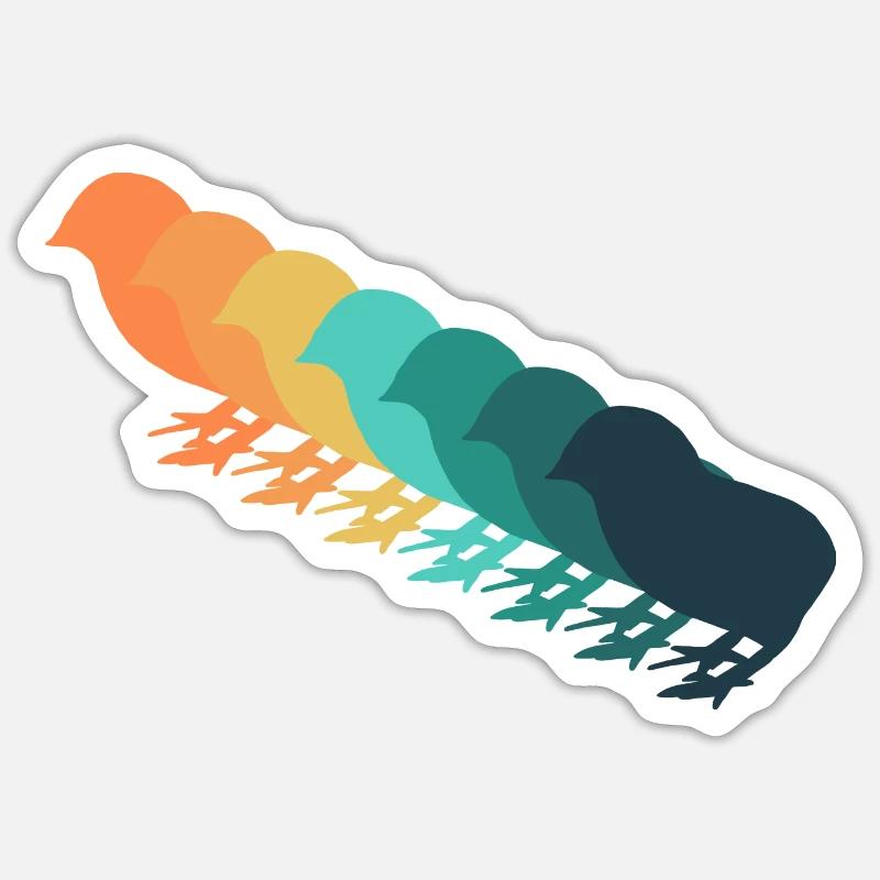 Poussin rétro - Sticker taille S (10 x 10 cm) - blanc mat