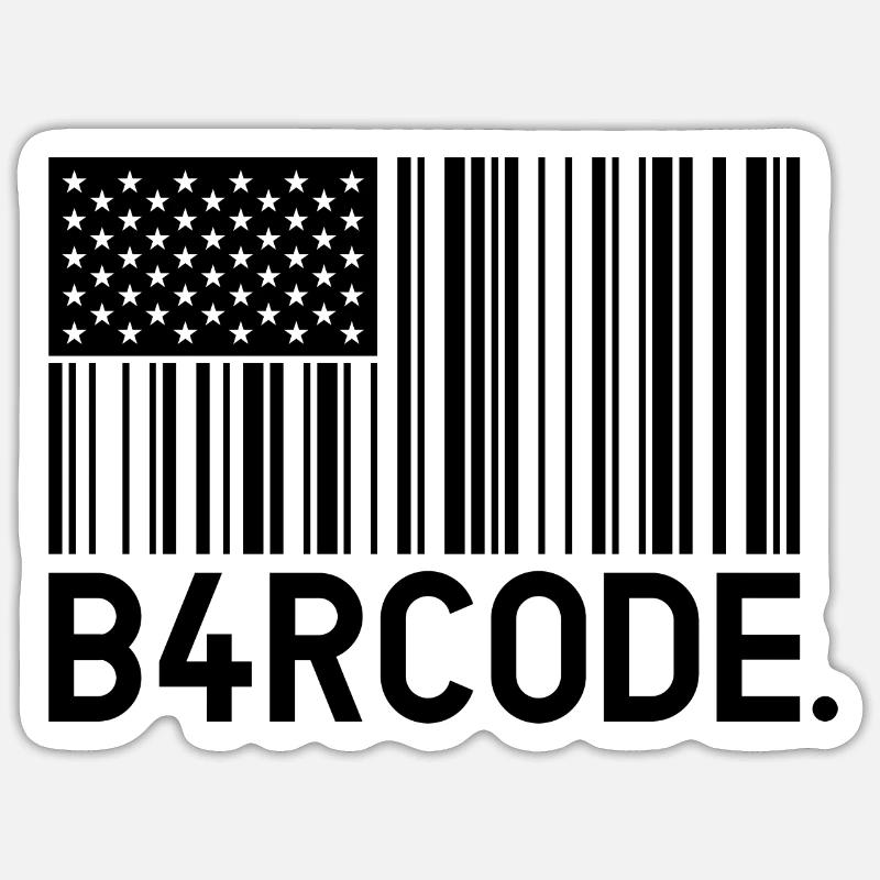 B4RCODE. USA black - Sticker Größe S (10 x 10 cm) - Mattweiß