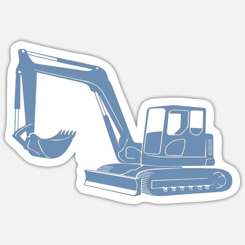 Baggerfahrer Silhouette - Baugeräteführer - Sticker Größe S (10 x 10 cm) - Mattweiß