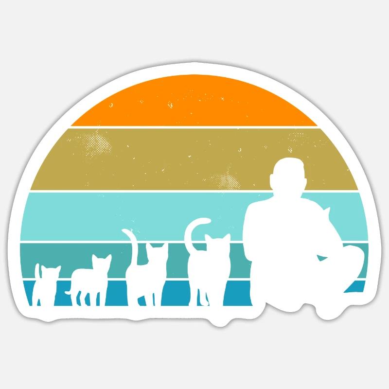 Évolution du chat - Sticker taille S (10 x 10 cm) - blanc mat