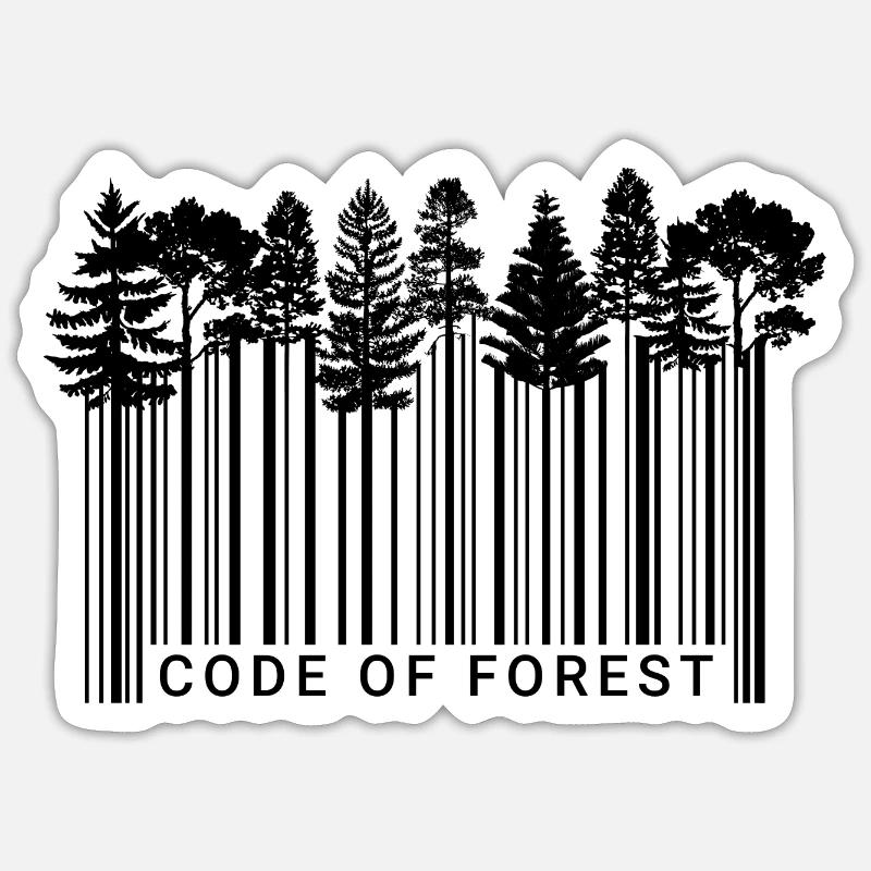 Code-barres Forêt Nature Code forestier Arbres Noir Sticker taille S (10 x 10 cm)
