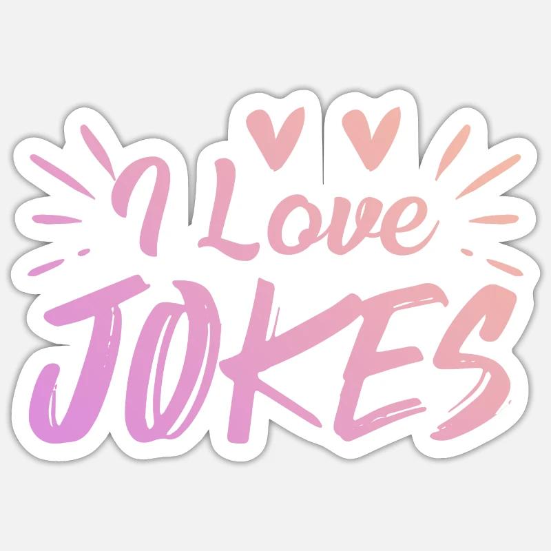 J’adore les blagues - Sticker taille S (10 x 10 cm) - blanc mat