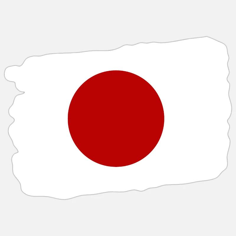 Drapeau du Japon Look Usé Nihon Drapeau Japonais - Sticker taille S (10 x 10 cm) - blanc mat