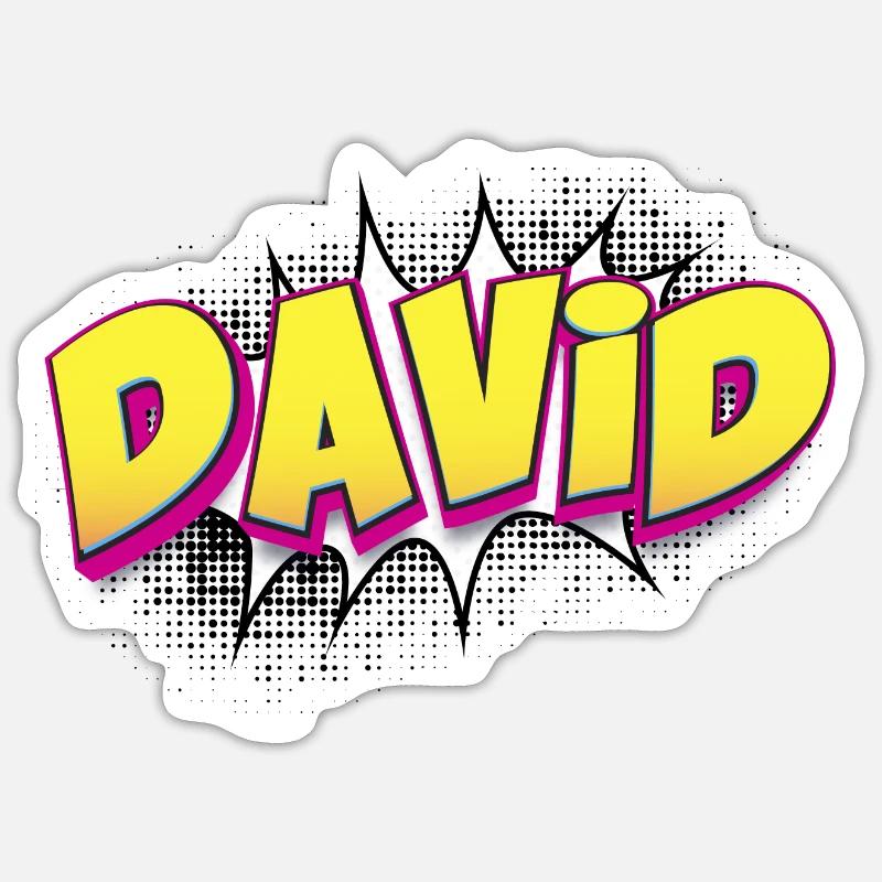 David Benutzerdefinierter Name Comic-Stil Pop-Art, David Sticker Größe S (10 x 10 cm)