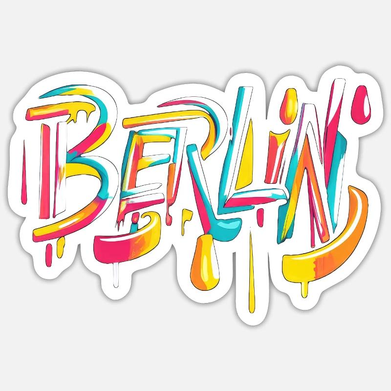 Berlin Graffiti - Sticker taille S (10 x 10 cm) - blanc mat
