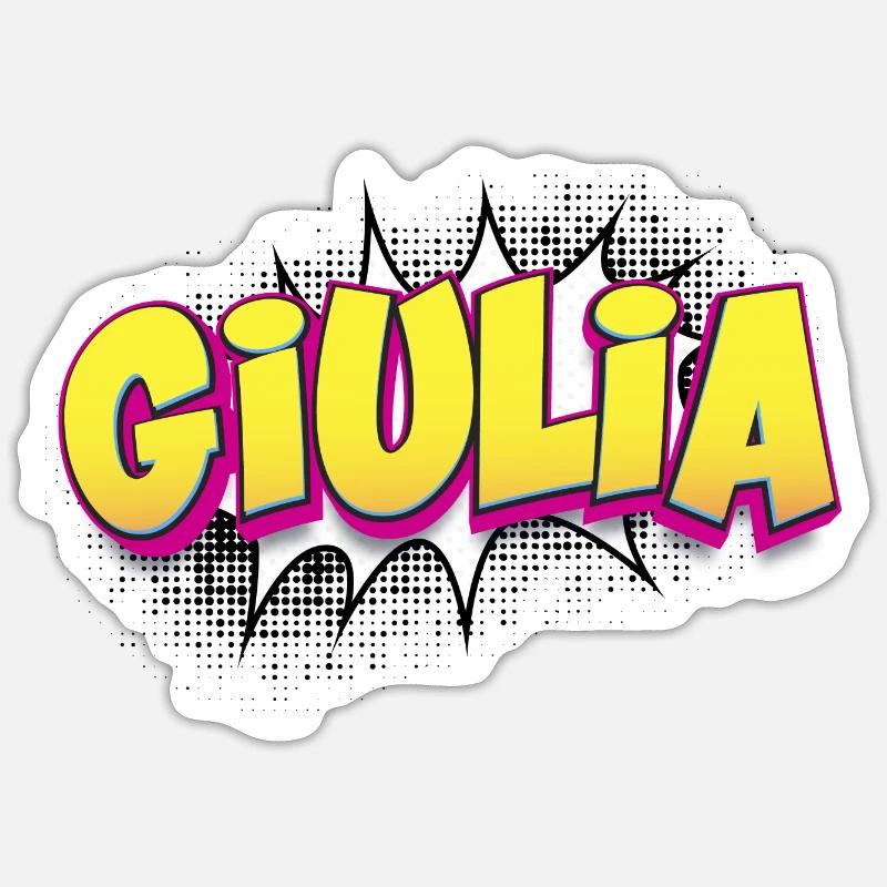 Giulia Benutzerdefinierter Name Comic-Stil Pop-Art, - Sticker Größe S (10 x 10 cm) - Mattweiß