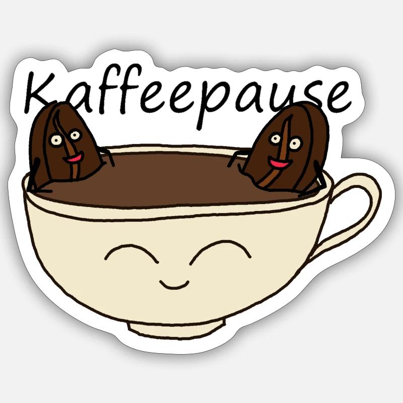 Kaffeepause - Sticker Größe S (10 x 10 cm) - Mattweiß