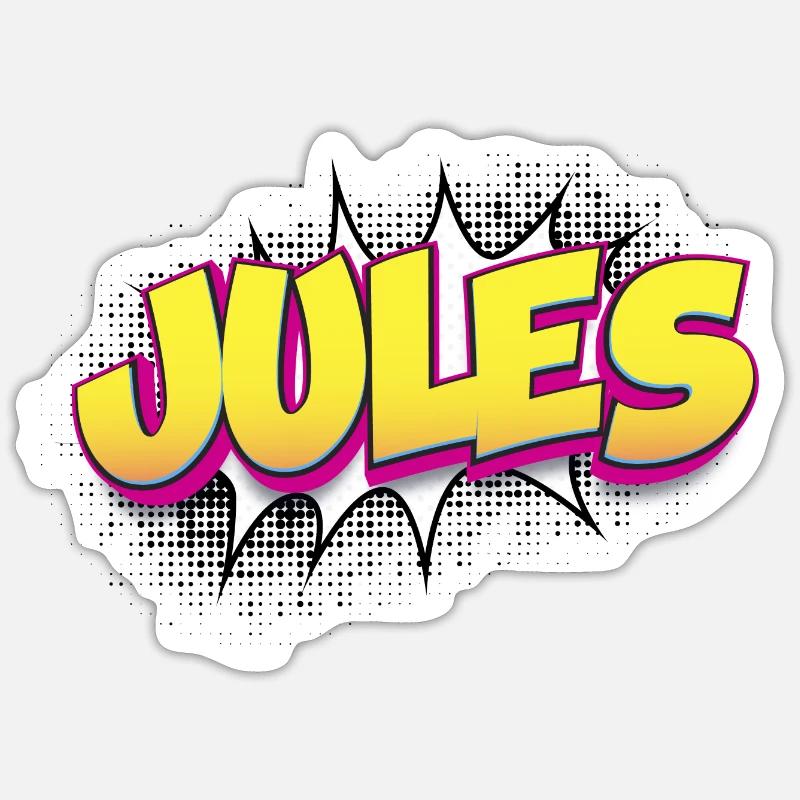 Jules Custom Name Comic Book Style Pop Art, Jules Sticker size S (10 x 10 cm)