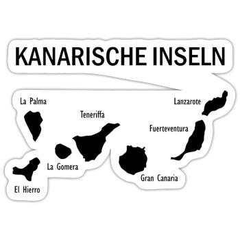 Canary islands Map Kanarische Inseln Karte - Sticker Größe S (10 x 10 cm) - Mattweiß - Vorne