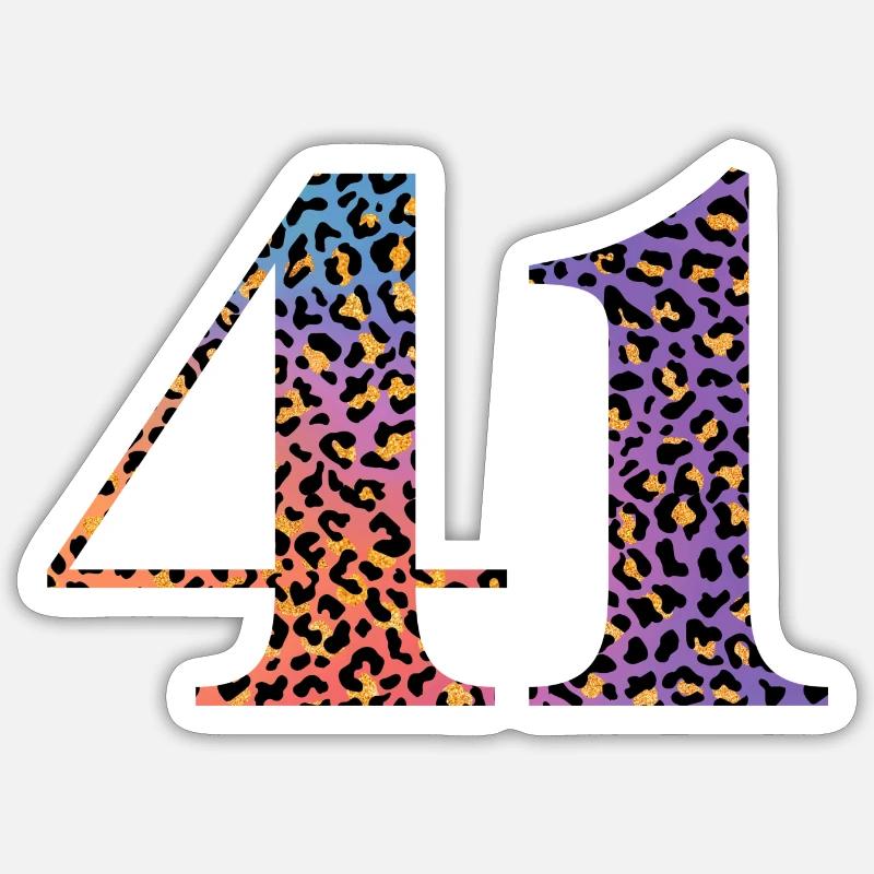41st Birthday Leopard - Sticker size S (10 x 10 cm) - white matte