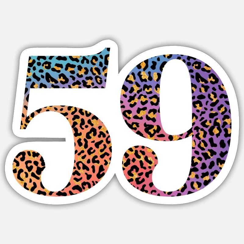 59th leopard birthday - Sticker size S (10 x 10 cm) - white matte
