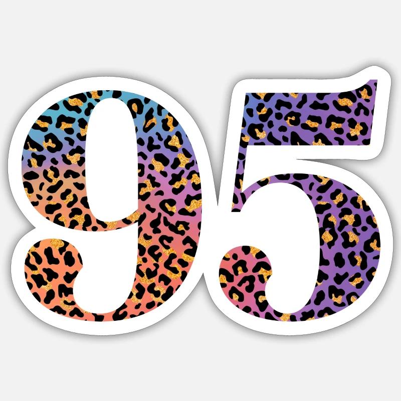 95e anniversaire léopard - Sticker taille S (10 x 10 cm) - blanc mat