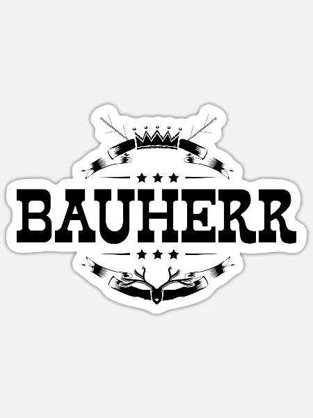 Bauherr Haus Bau - Sticker Größe S (10 x 10 cm) - Mattweiß