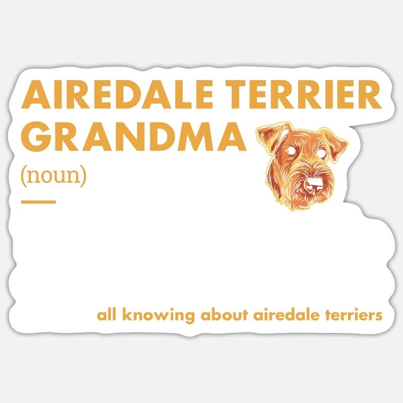 Airedale Terrier Grand-mère Définition - Sticker taille S (10 x 10 cm) - blanc mat