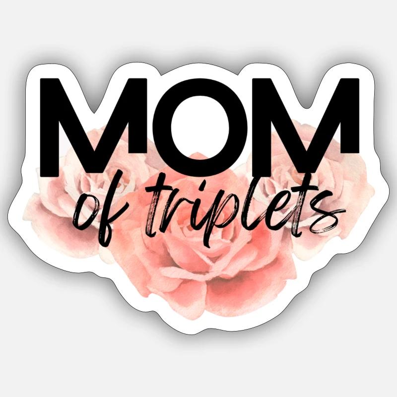 Maman de triplés - Sticker taille S (10 x 10 cm) - blanc mat