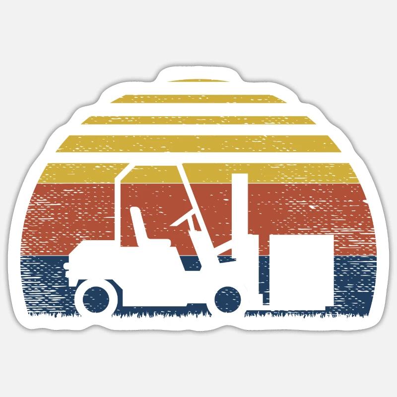 Vintage Forklift Driver Retro Forklift Operator Sticker Größe S (10 x 10 cm)