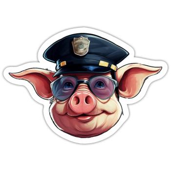 Police porcine - Sticker taille S (10 x 10 cm) - blanc mat - Devant