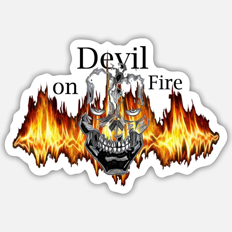 Devil on the Fire - Sticker Größe S (10 x 10 cm) - Mattweiß