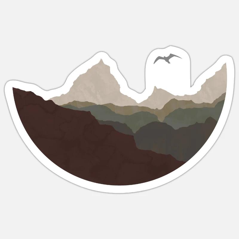 Mountains - Sticker size S (10 x 10 cm) - white matte
