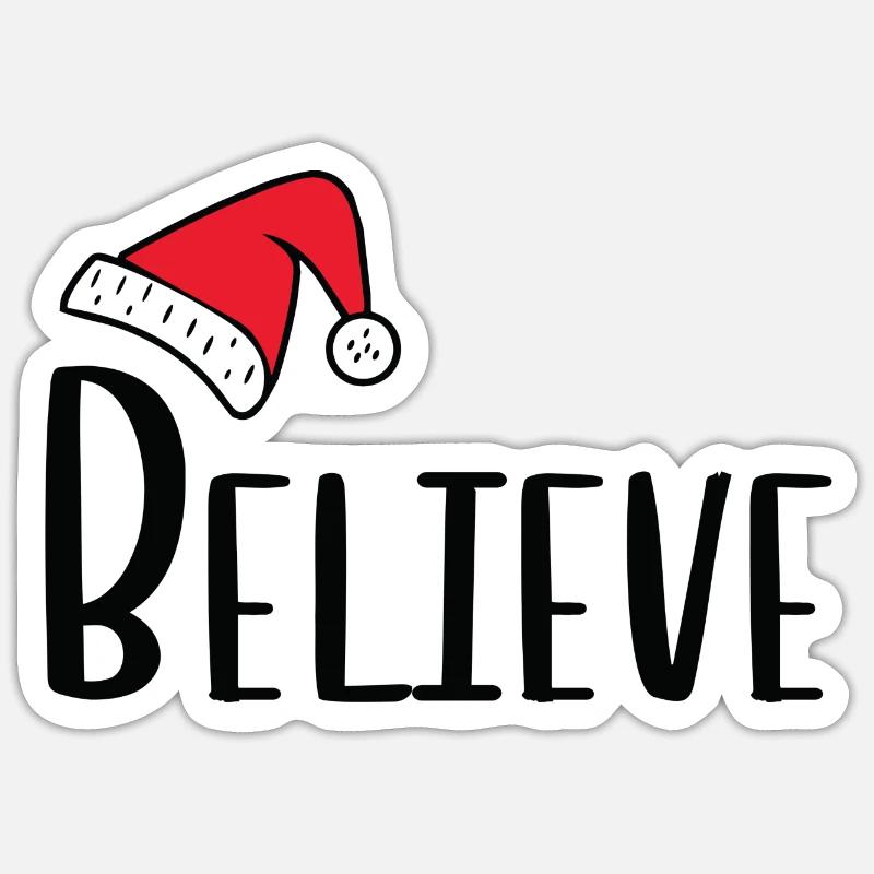 Croyez le Père Noël - Sticker taille S (10 x 10 cm) - blanc mat