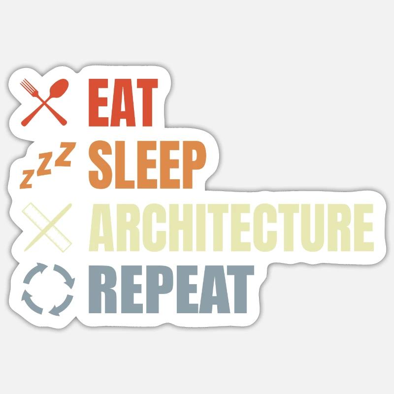 Manger Sommeil Architecture Répéter - Sticker taille S (10 x 10 cm) - blanc mat
