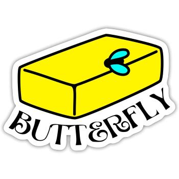 witzig-BUTTERFLY - Sticker Größe S (10 x 10 cm) - Mattweiß - Vorne