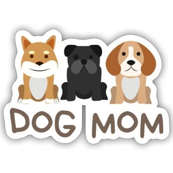 Dog Mom mit 3 Hunden - Sticker Größe S (10 x 10 cm) - Mattweiß - Vorne