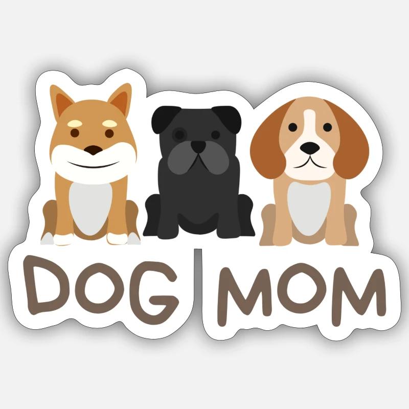 Dog Mom mit 3 Hunden Sticker Größe S (10 x 10 cm)