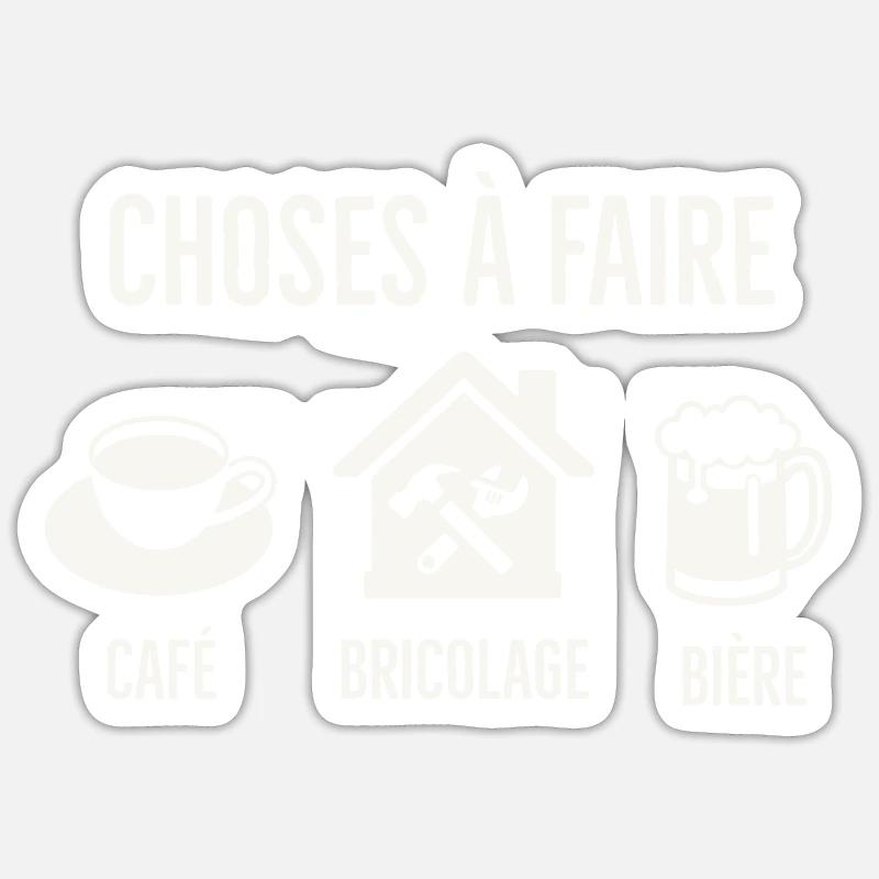 Café bricoler bière 1 - Sticker taille S (10 x 10 cm) - blanc mat
