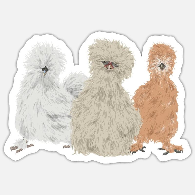 Seidenhuhn Poulet soyeux - Sticker taille S (10 x 10 cm) - blanc mat