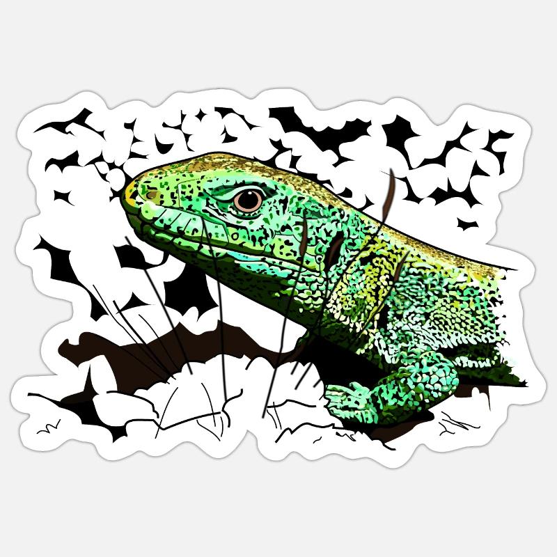 Eine Eidechse im Garten - Sticker Größe S (10 x 10 cm) - Mattweiß