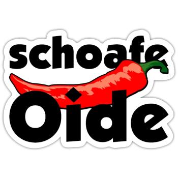 schoafe Oide mit Chili - schöne Frau - Sticker Größe S (10 x 10 cm) - Mattweiß - Vorne