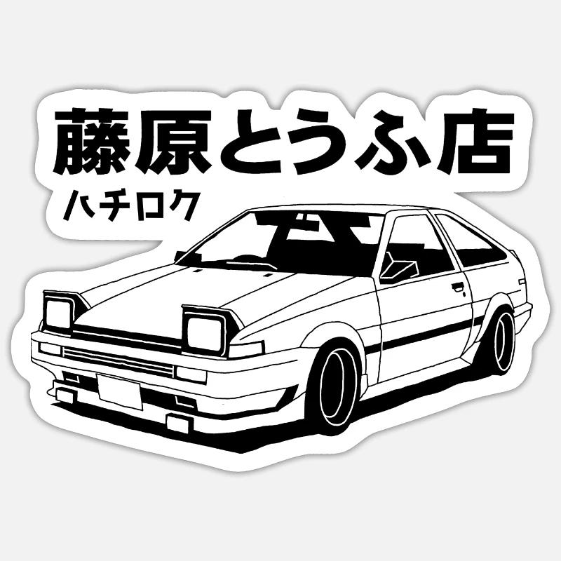 Initial D Sprinter Trueno AE86 - Sticker taille S (10 x 10 cm) - blanc mat