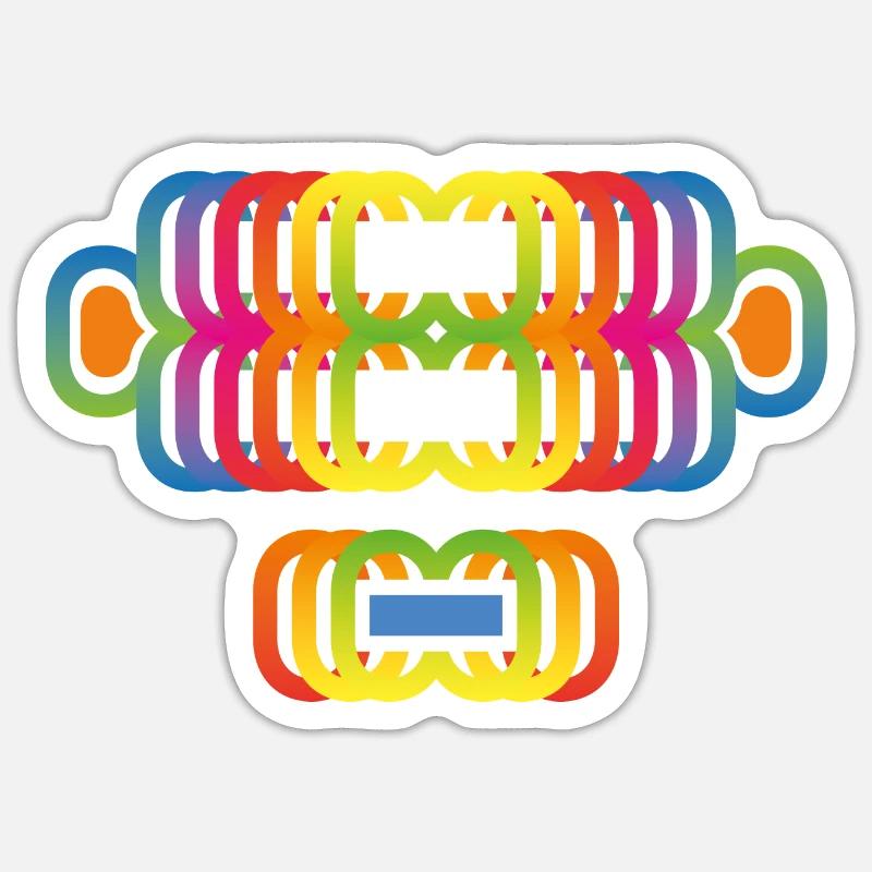 Arc-en-ciel couleur singe - Sticker taille S (10 x 10 cm) - blanc mat