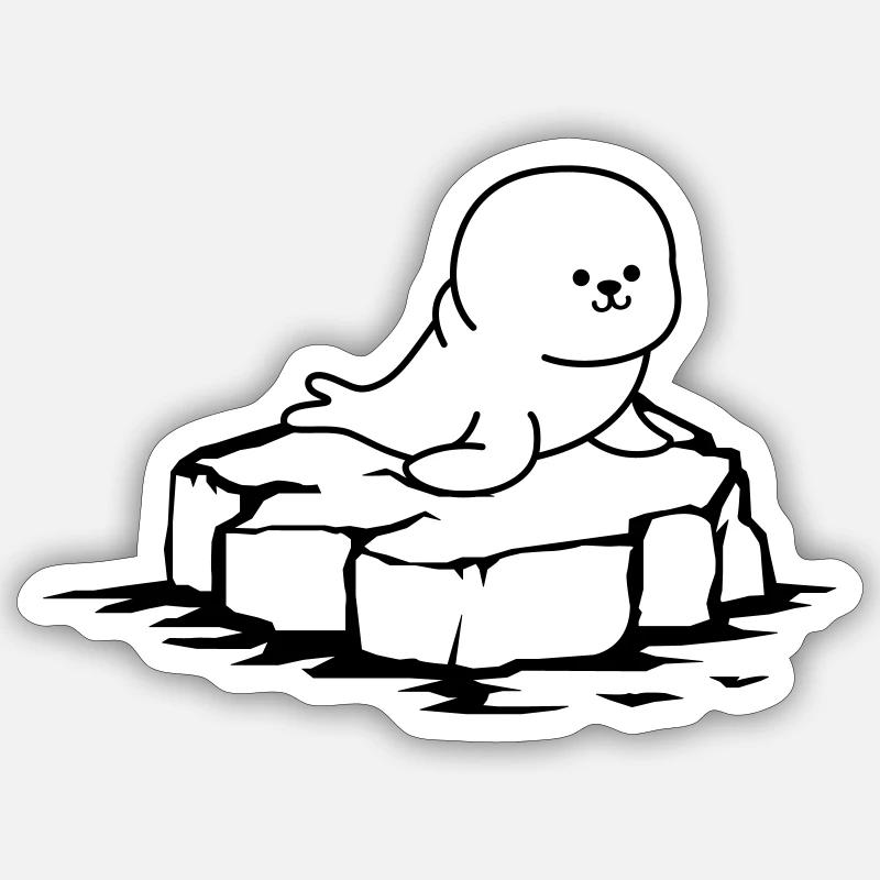 robbe eisscholle - Sticker Größe S (10 x 10 cm) - Mattweiß