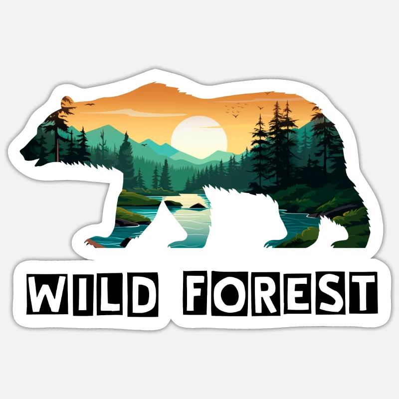 Bär – Wilder Wald - Sticker Größe S (10 x 10 cm) - Mattweiß