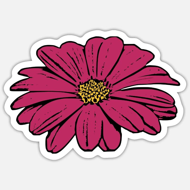 fleur, fleur, rouge, violet - Sticker taille S (10 x 10 cm) - blanc mat