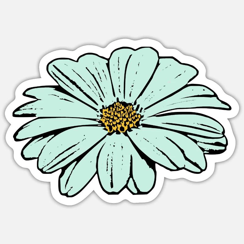 Fleur, bleu clair, fleur bleue Sticker taille S (10 x 10 cm)